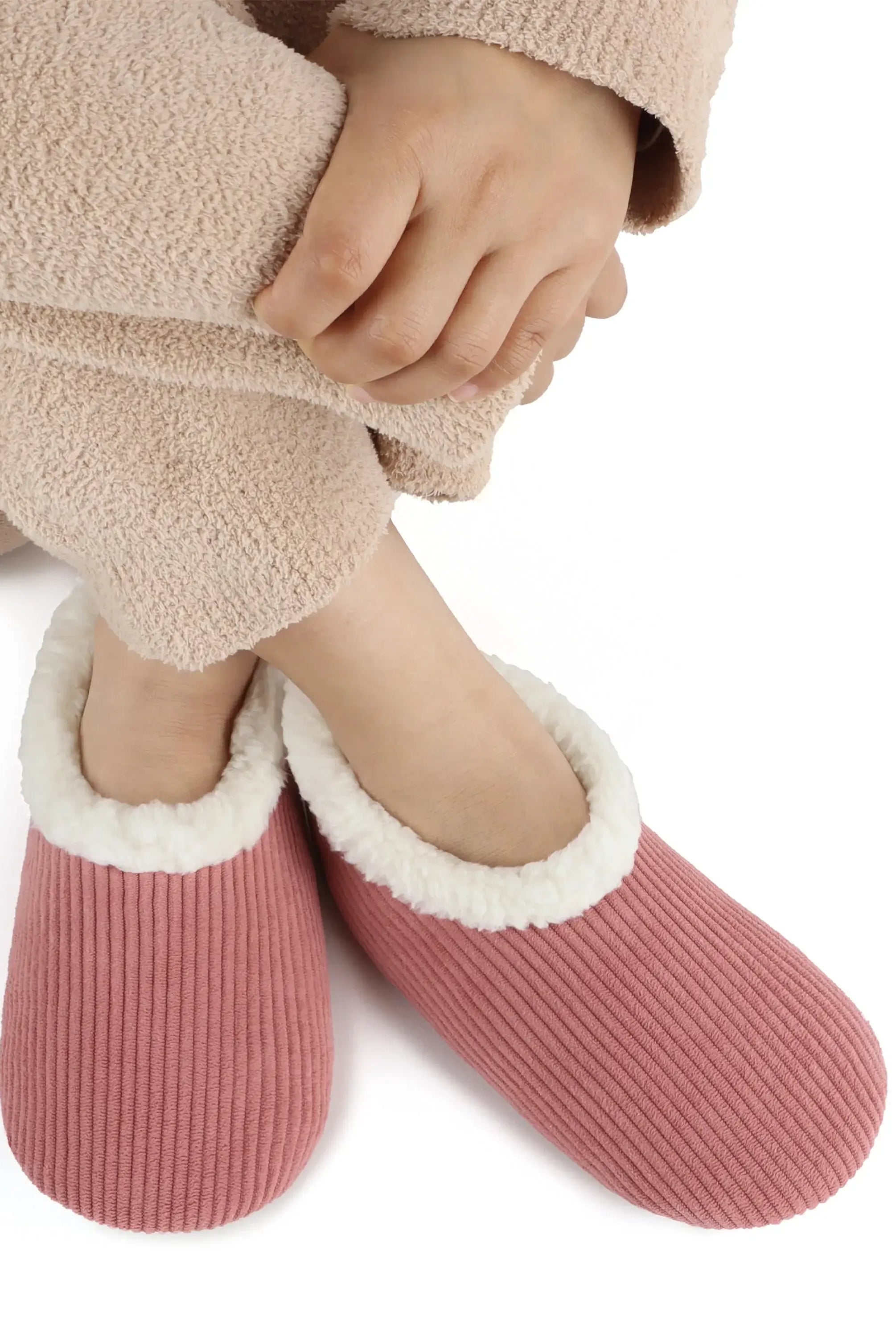 Snoozies Plush COZY Slipper Socks Cozy Corduroy desert rose