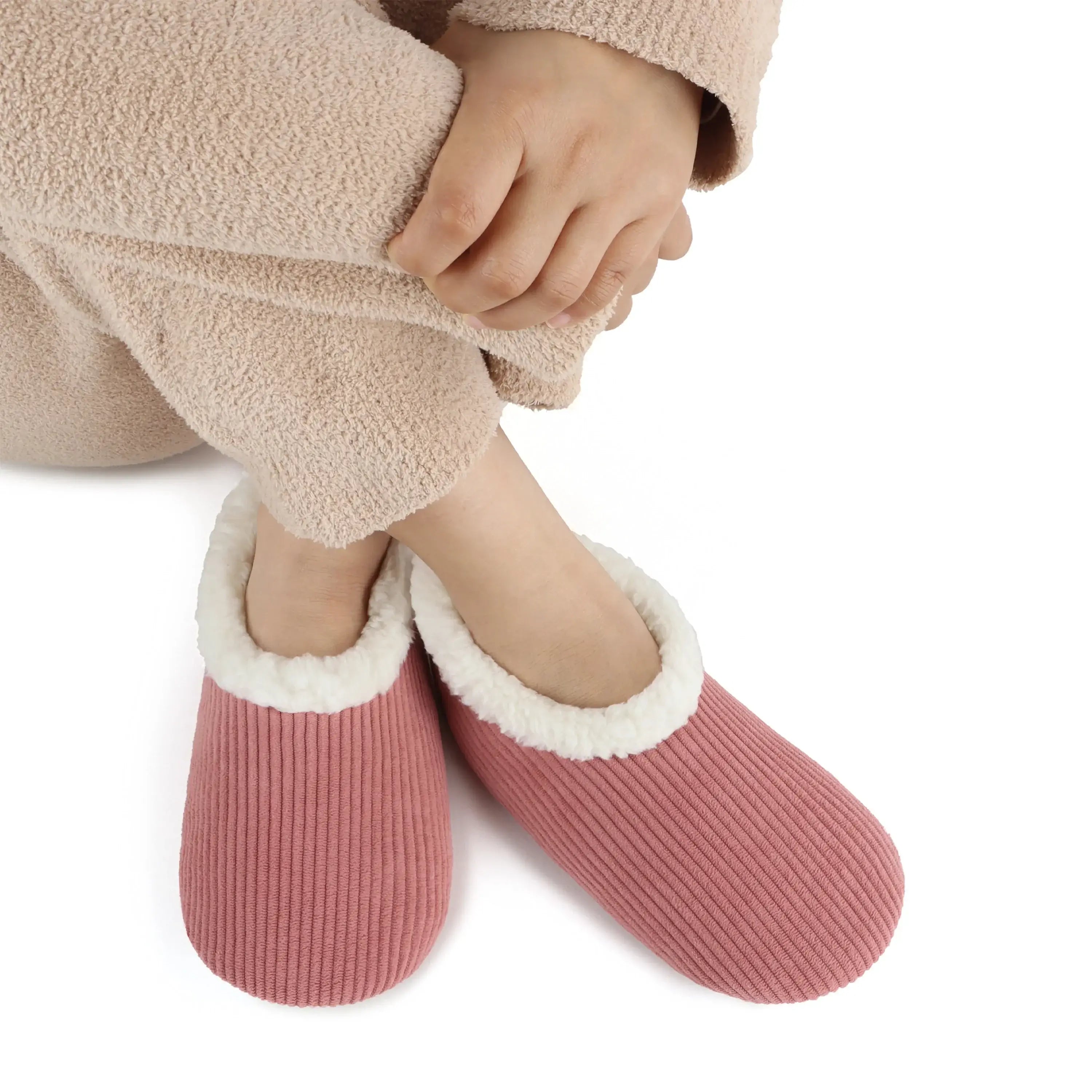 Snoozies Plush COZY Slipper Socks Cozy Corduroy desert rose