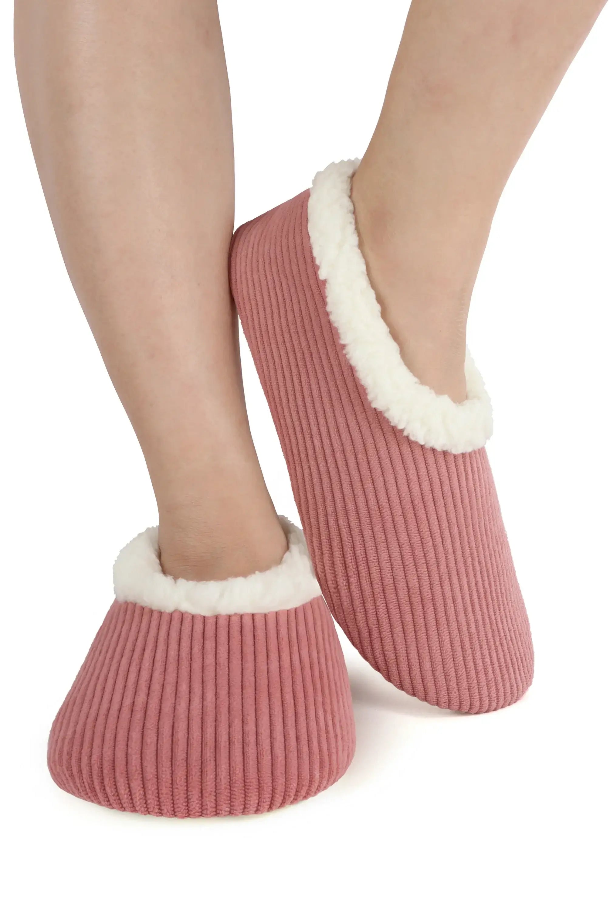 Snoozies Plush COZY Slipper Socks Cozy Corduroy desert rose