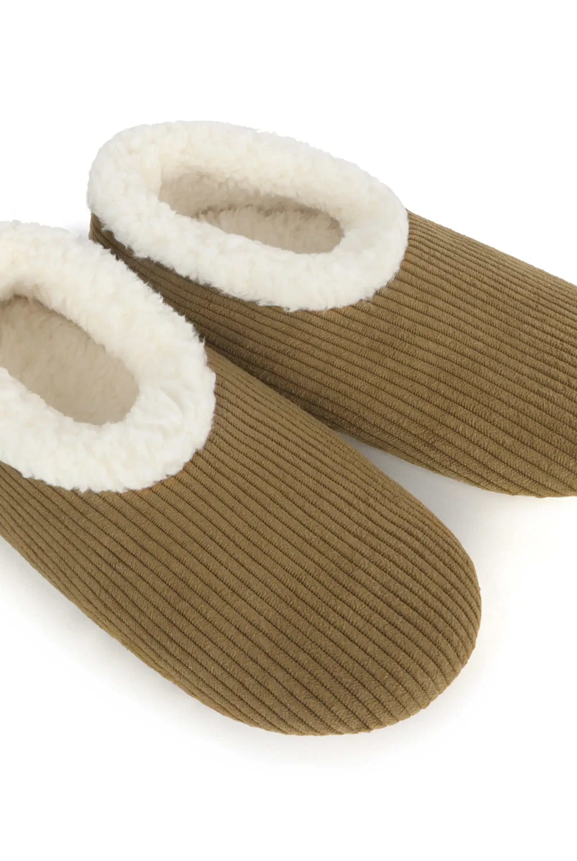 Snoozies Plush COZY Slipper Socks Cozy Corduroy olive