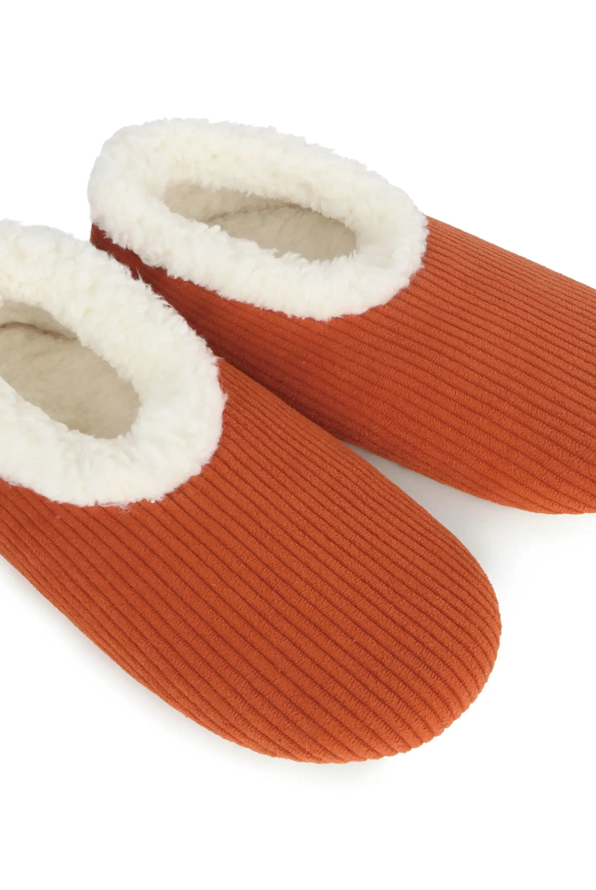 Snoozies Plush COZY Slipper Socks Cozy Corduroy rust