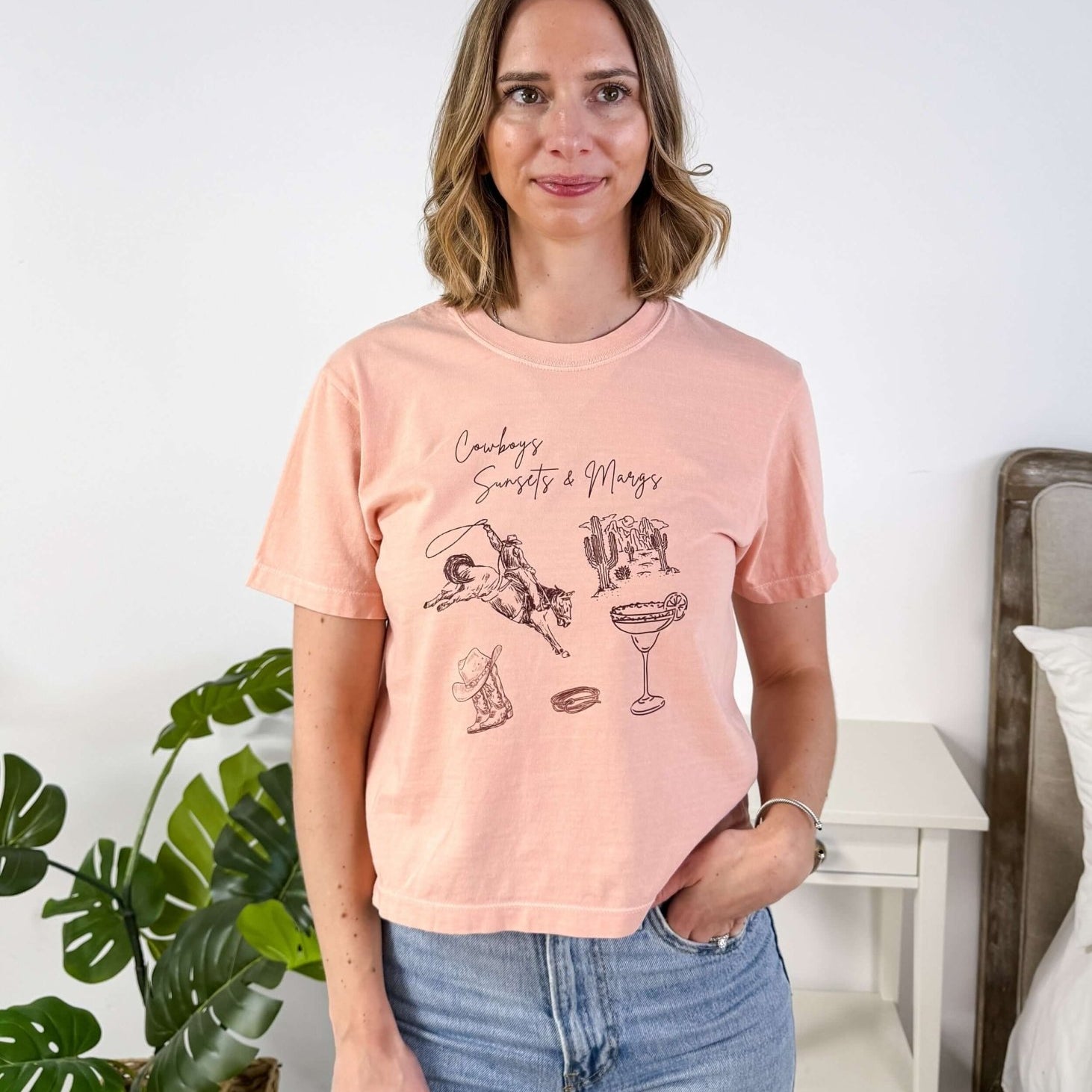 Sunset & Margs Crew Fit Cropped Graphic Tee