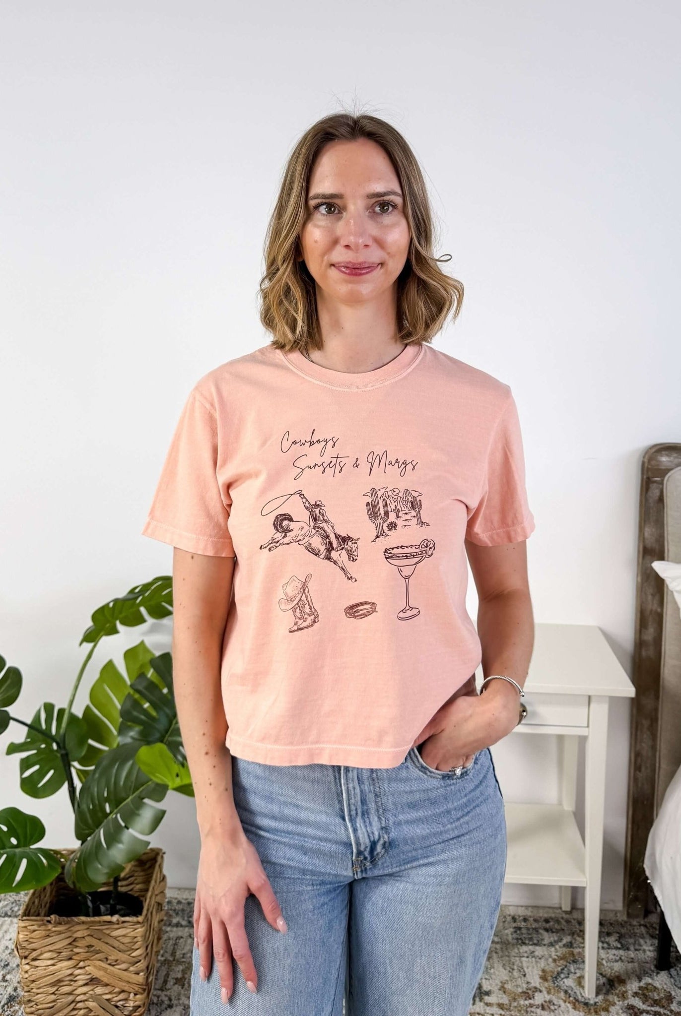 Sunset & Margs Crew Fit Cropped Graphic Tee