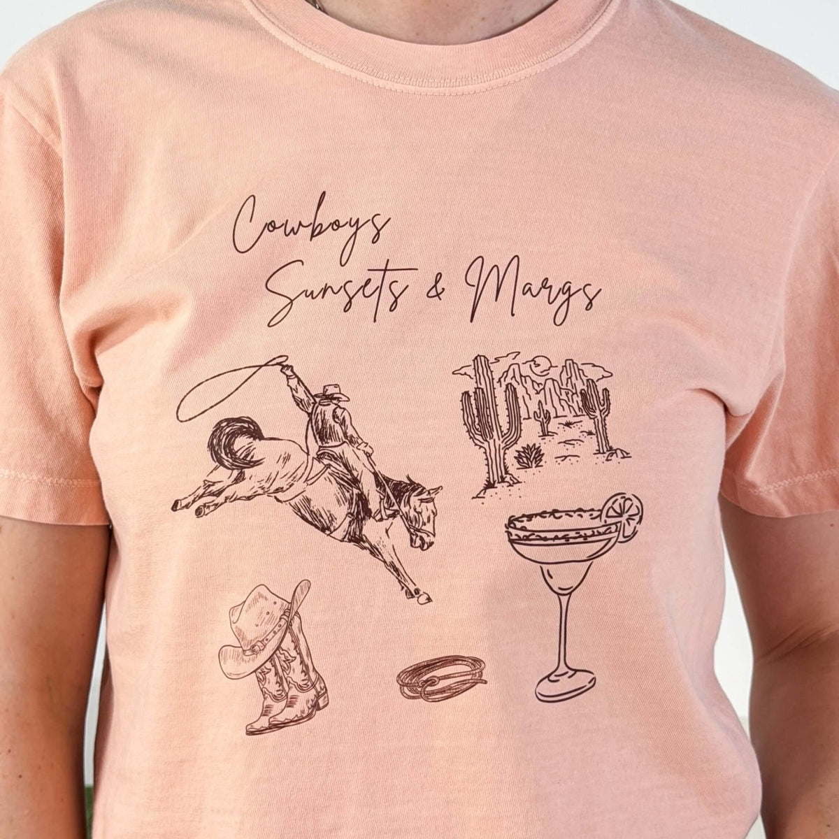 Sunset & Margs Crew Fit Cropped Graphic Tee