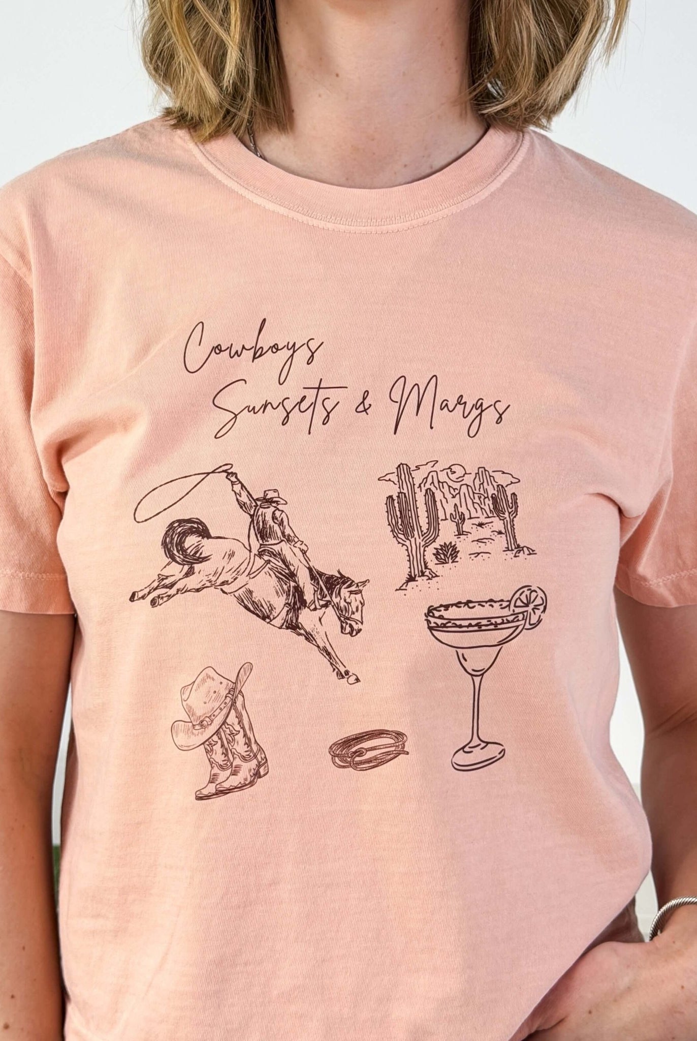 Sunset & Margs Crew Fit Cropped Graphic Tee