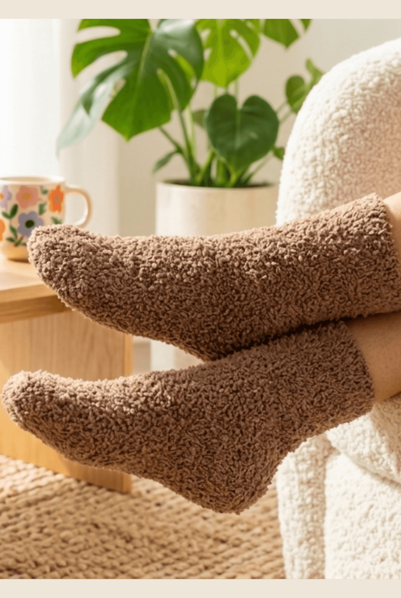 Cozy Cabin Lounge Socks – Marshmallow - Soft Fluffy Slouch Socks - Lounge By Jan Marie - Cloud Nine Pajamas