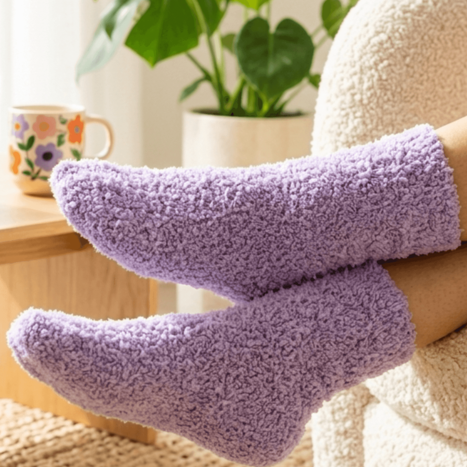 Cozy Cabin Lounge Socks – Marshmallow - Soft Fluffy Slouch Socks - Lounge By Jan Marie - Cloud Nine Pajamas