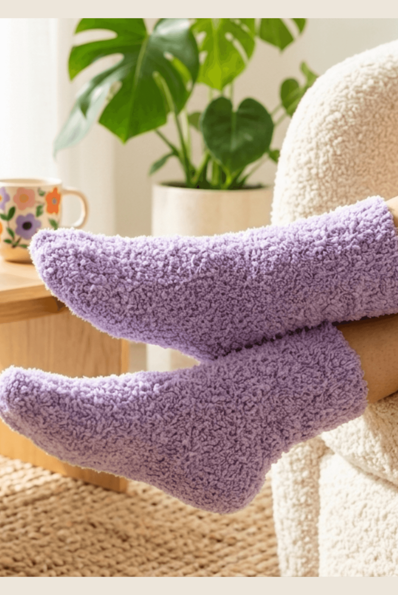 Cozy Cabin Lounge Socks – Marshmallow - Soft Fluffy Slouch Socks - Lounge By Jan Marie - Cloud Nine Pajamas