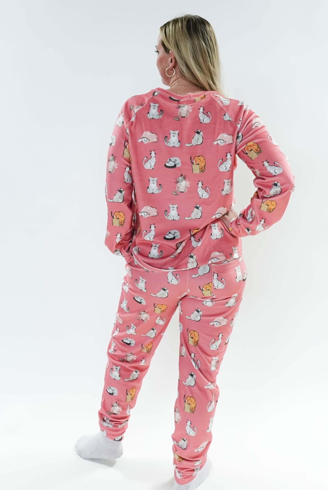 Cozy Catnap Long Sleeve Jogger Velour Lounge Set by Miranda Nic