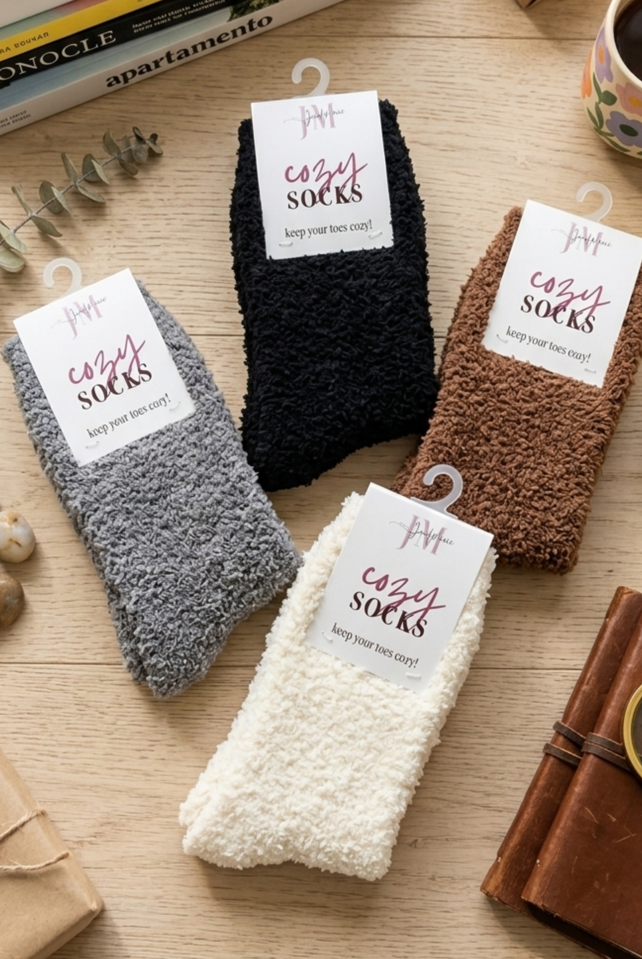 all-groups lay flat of the neutral colours of the jan marie cozy cabin socks