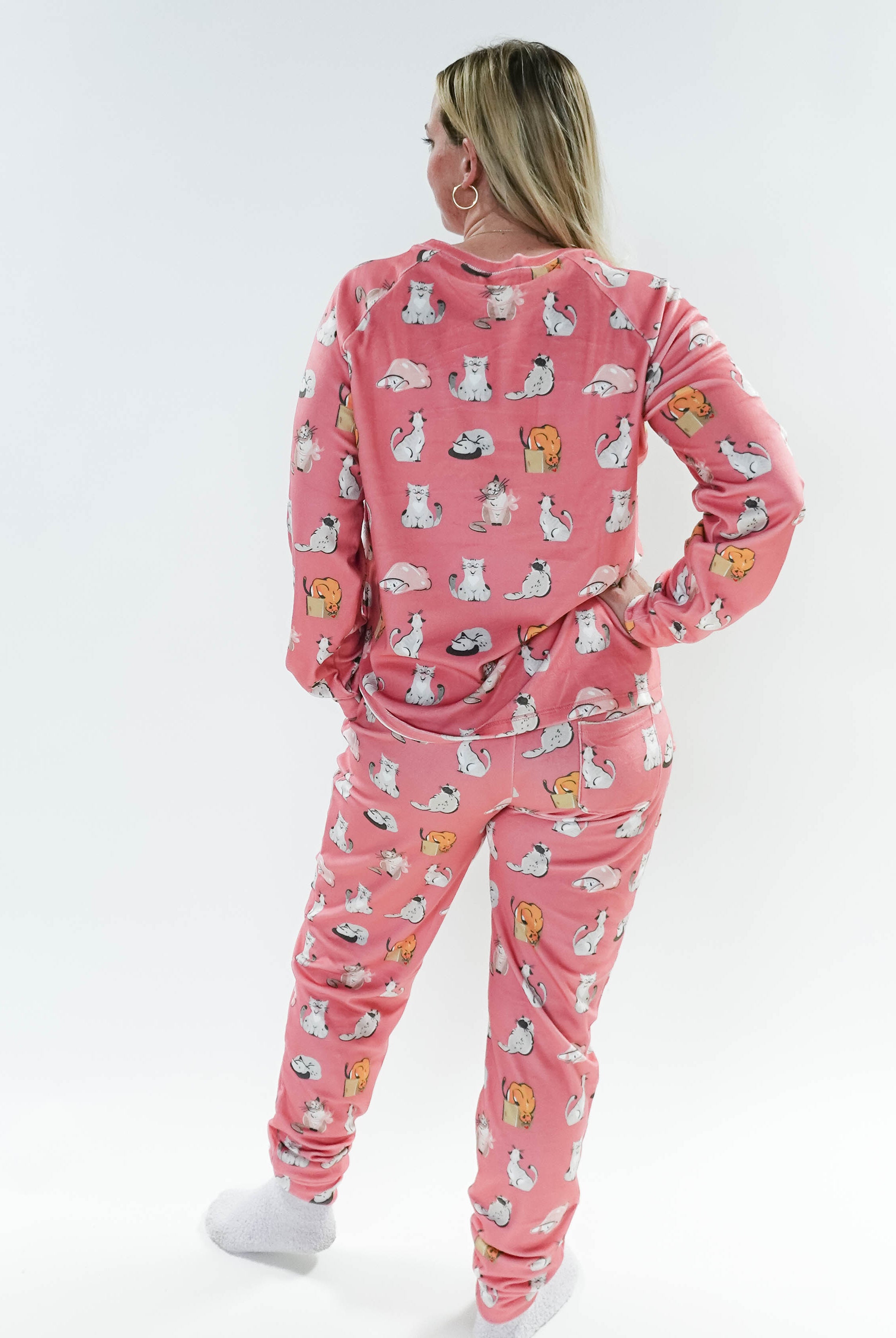 Cozy Catnap Long Sleeve Jogger Velour Lounge Set by Miranda Nic