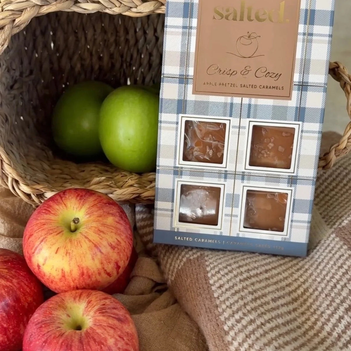 Salted Crisp and Cozy autumn caramel gift box lifestyle — Cloud Nine Pajamas Edmonton