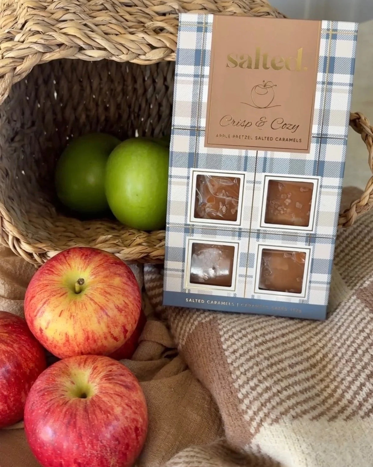 Salted Crisp and Cozy autumn caramel gift box lifestyle — Cloud Nine Pajamas Edmonton