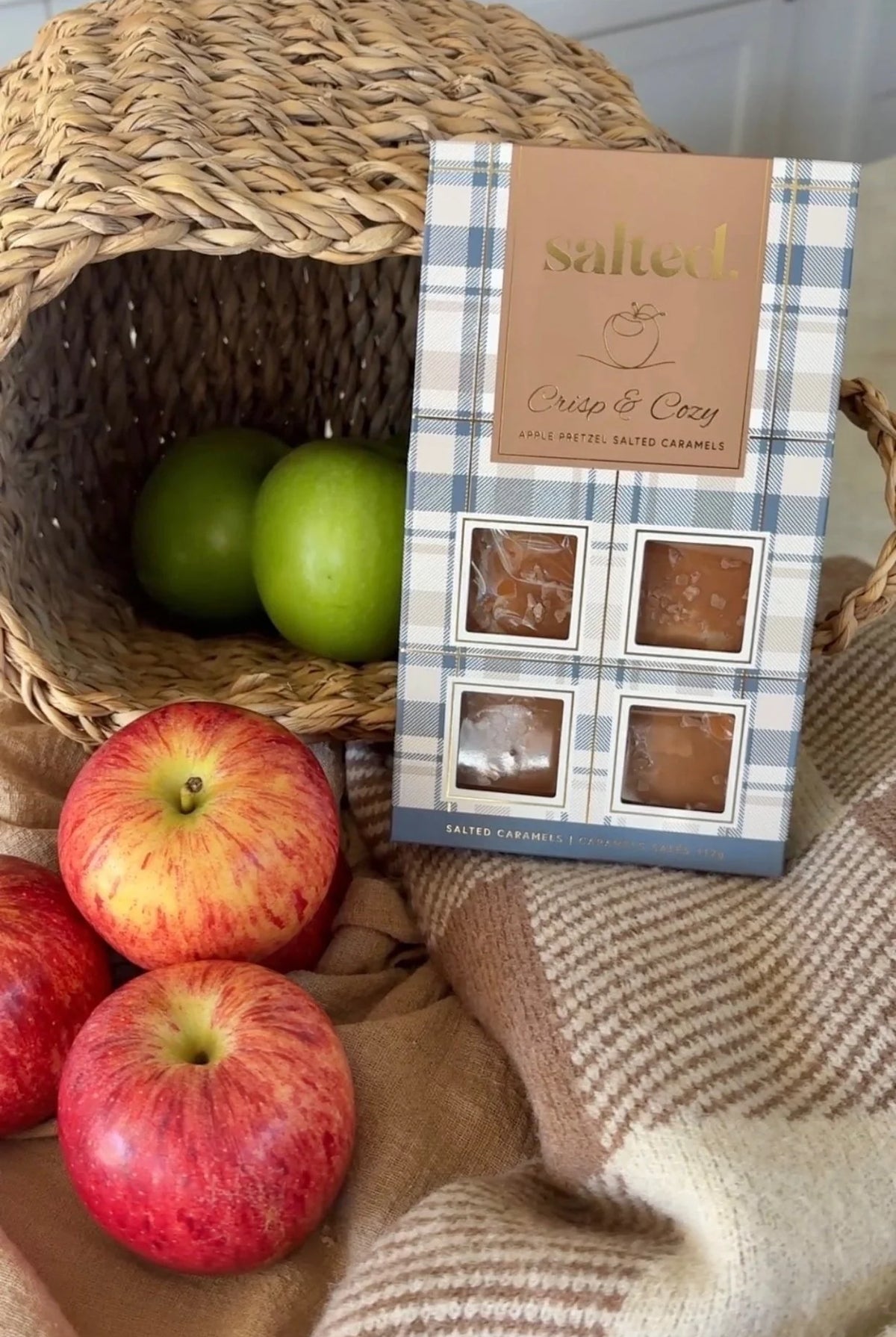 Salted Crisp and Cozy autumn caramel gift box lifestyle — Cloud Nine Pajamas Edmonton