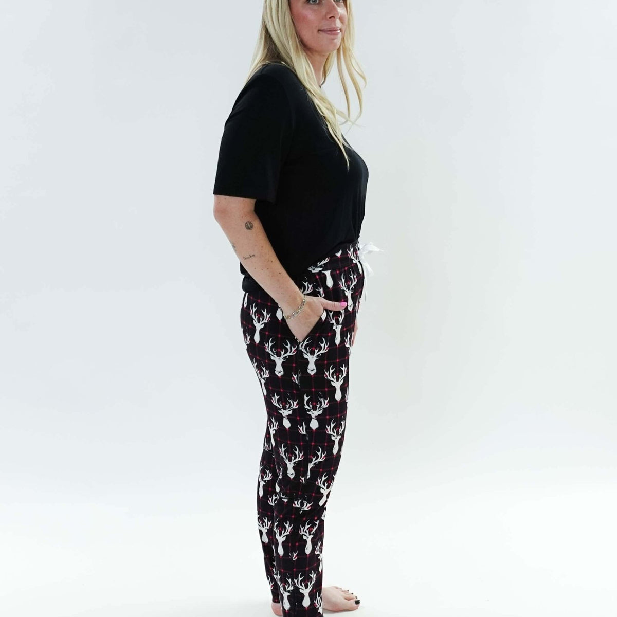 unisex deer plaid printed bamboo jogger bob's sleepwear co