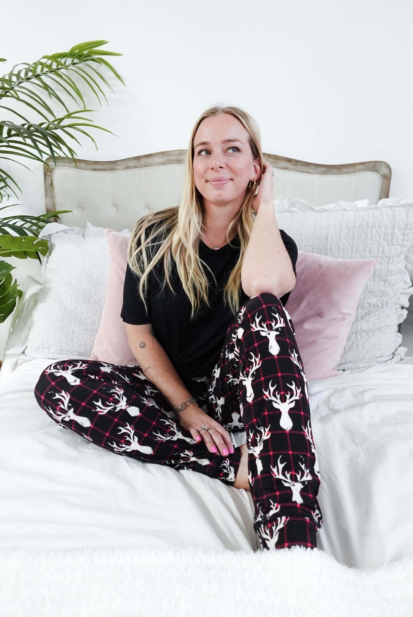 unisex deer plaid printed bamboo jogger bob's sleepwear co