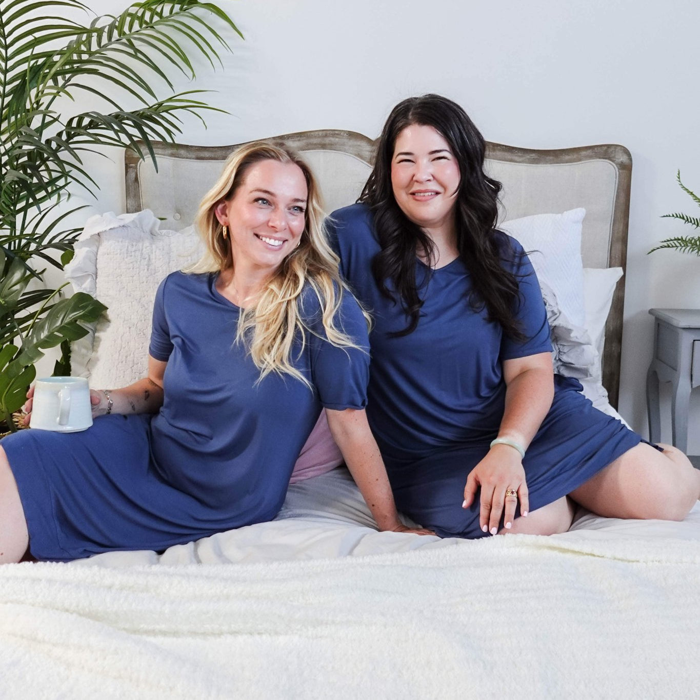 women's denim blue casual t shirt dress nightgown in bamboo - Georgia Rylan