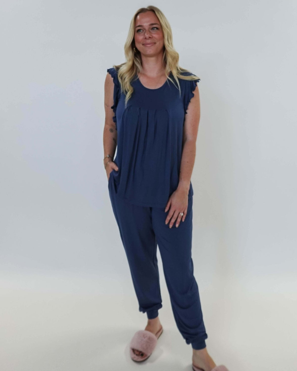 Denim Flutter Jogger Lounge PJ Set Bamboo