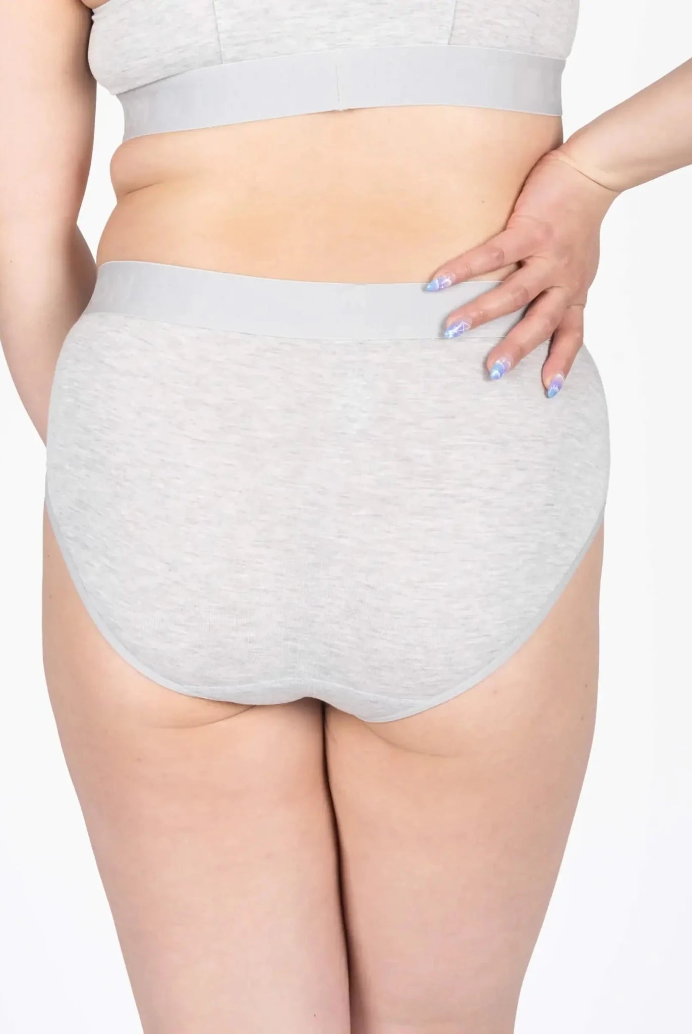 Devon + Lang Bria Full Coverage Bikini Brief in light gray, showcasing premium modal comfort and full back coverage.