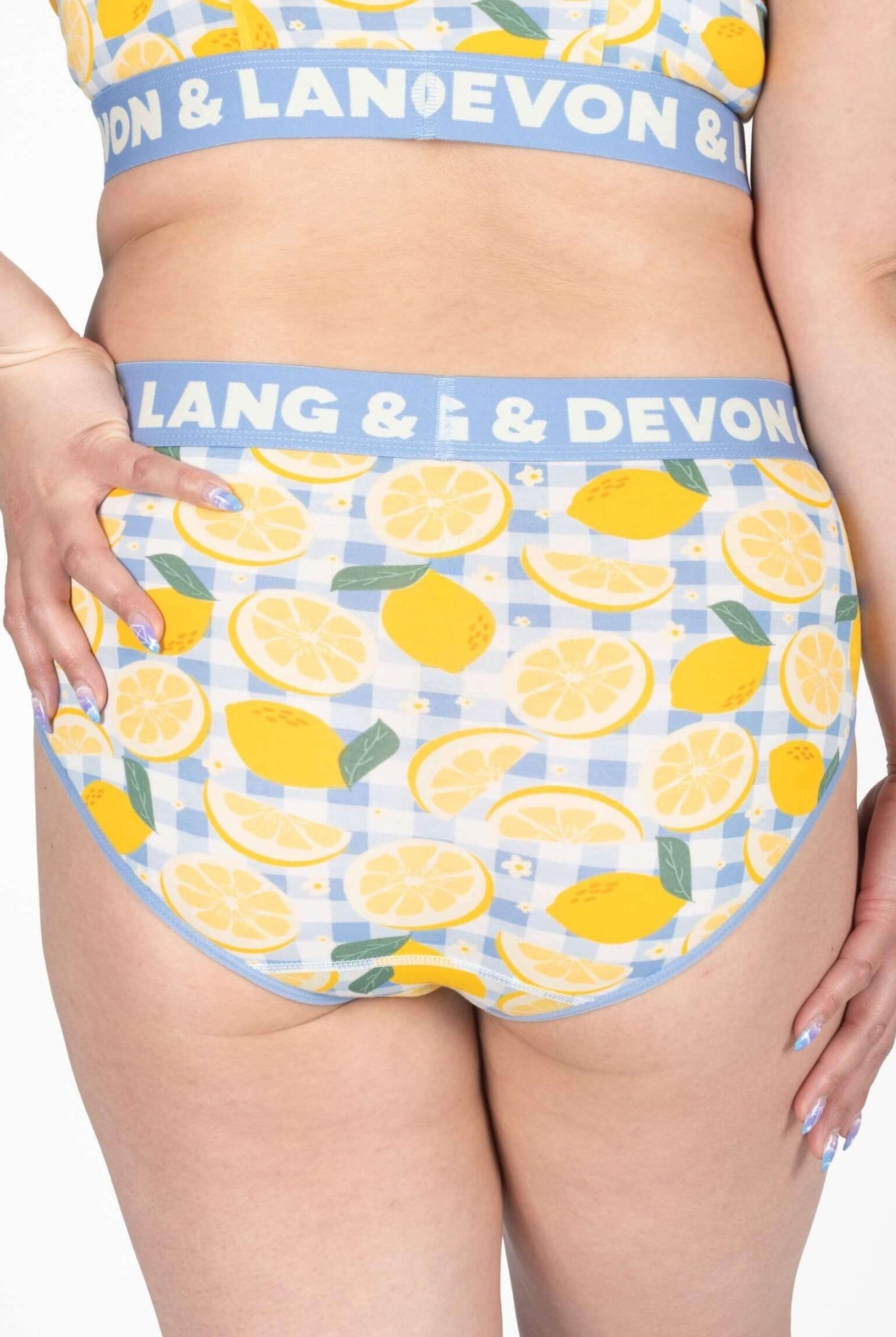 Devon + Lang Bria Full Coverage Bikini Brief featuring a lemon print pattern