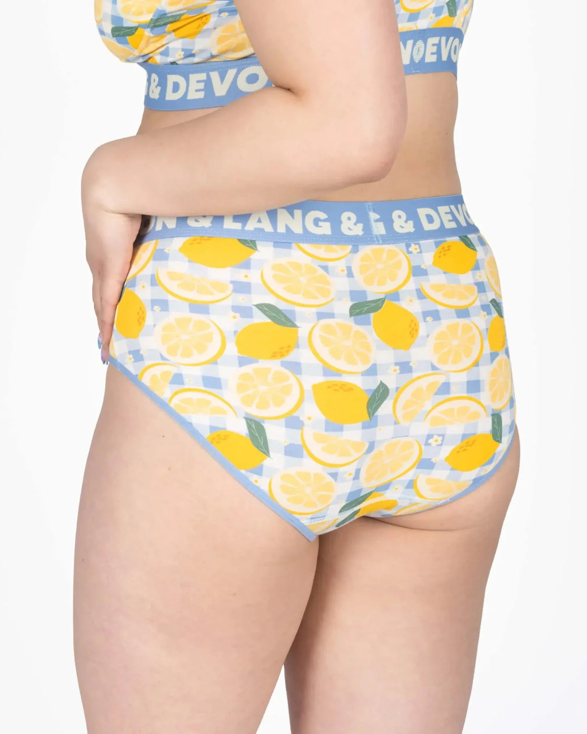 Devon + Lang Bria Full Coverage Bikini Brief featuring lemon print and soft Premium Modal fabric.