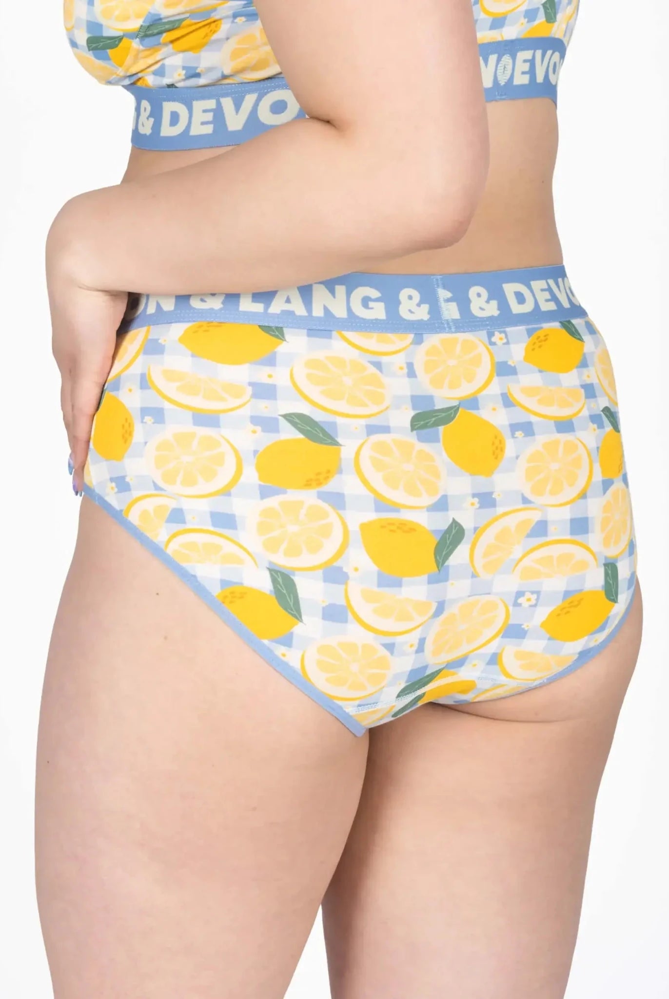 Devon + Lang Bria Full Coverage Bikini Brief featuring lemon print and soft Premium Modal fabric.