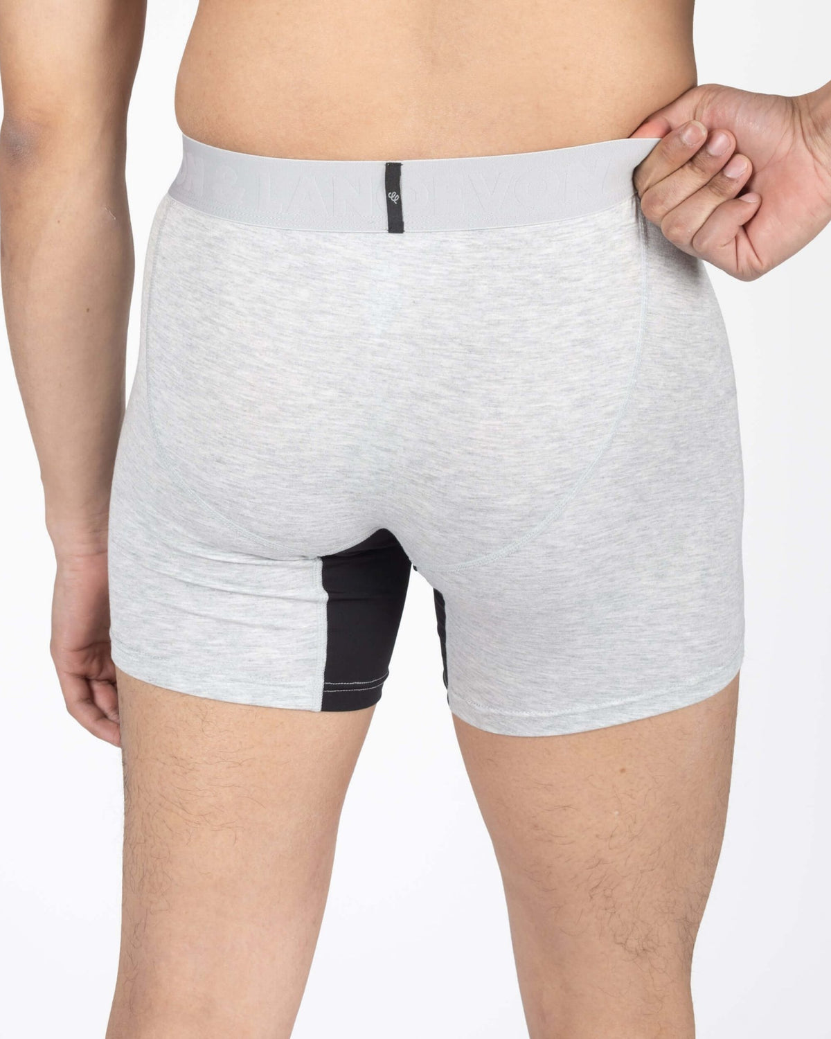 Devon + Lang Journey Boxer Brief Heather Grey shown on model