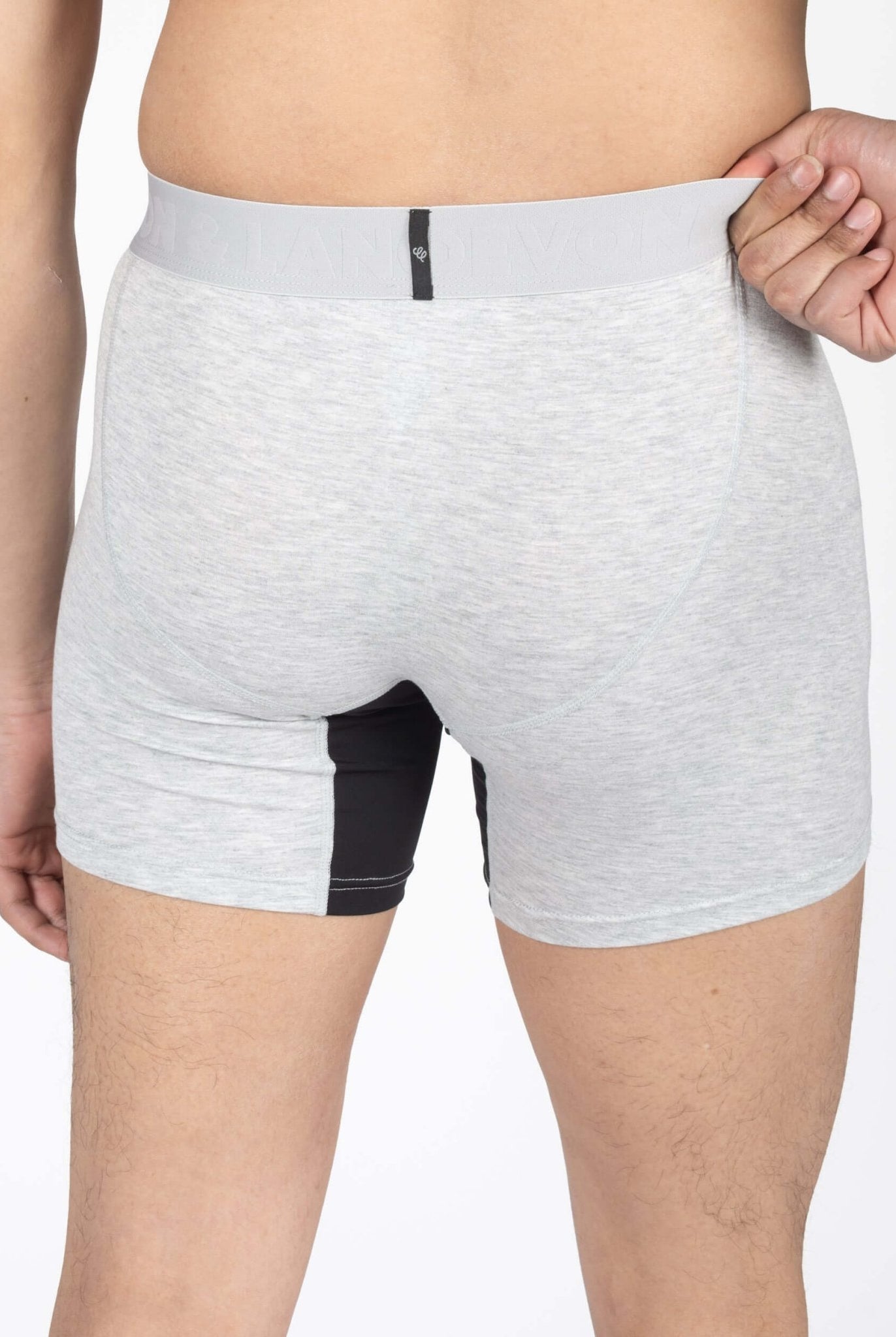Devon + Lang Journey Boxer Brief Heather Grey shown on model