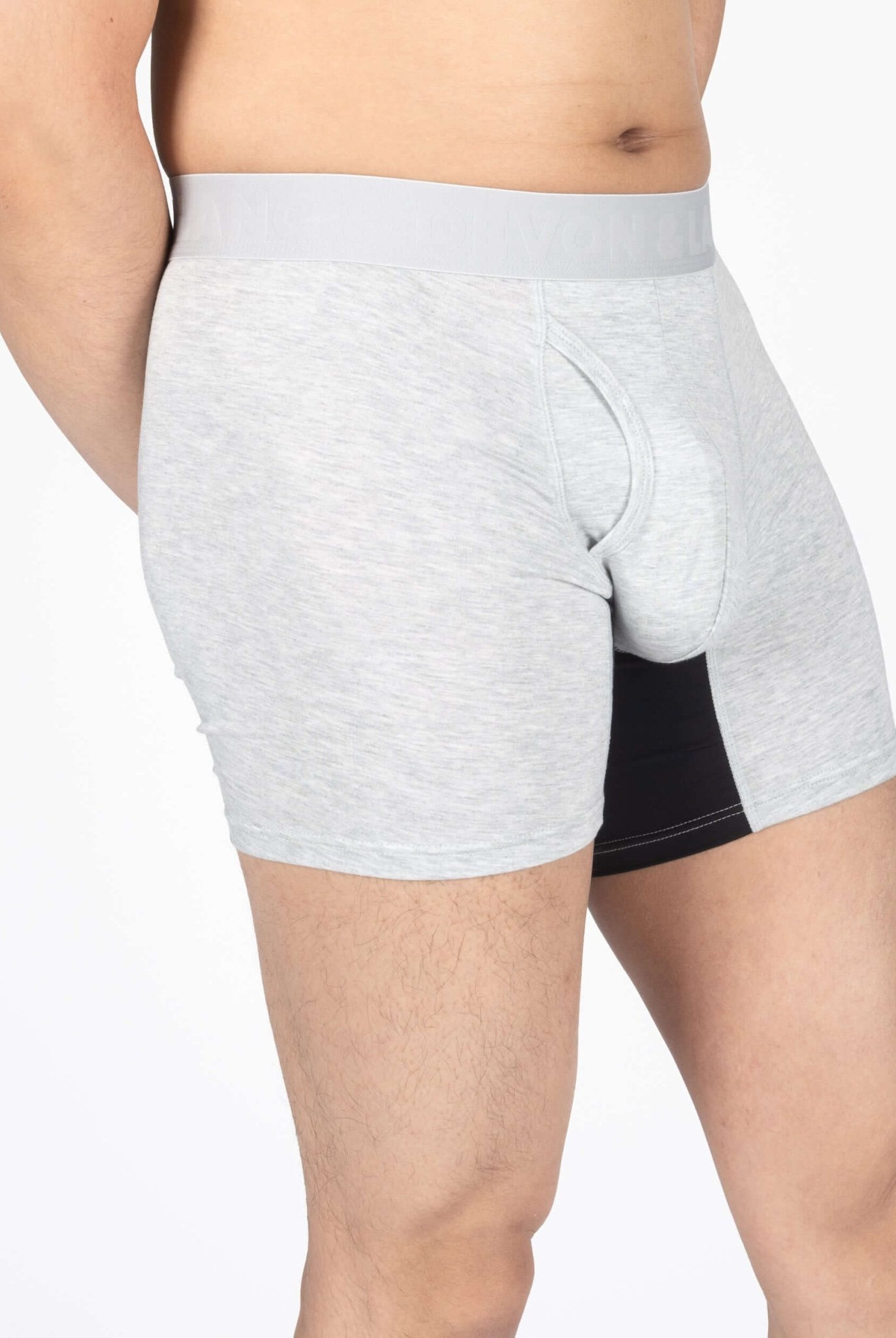 Devon + Lang Journey Boxer Brief Heather Grey shown on model