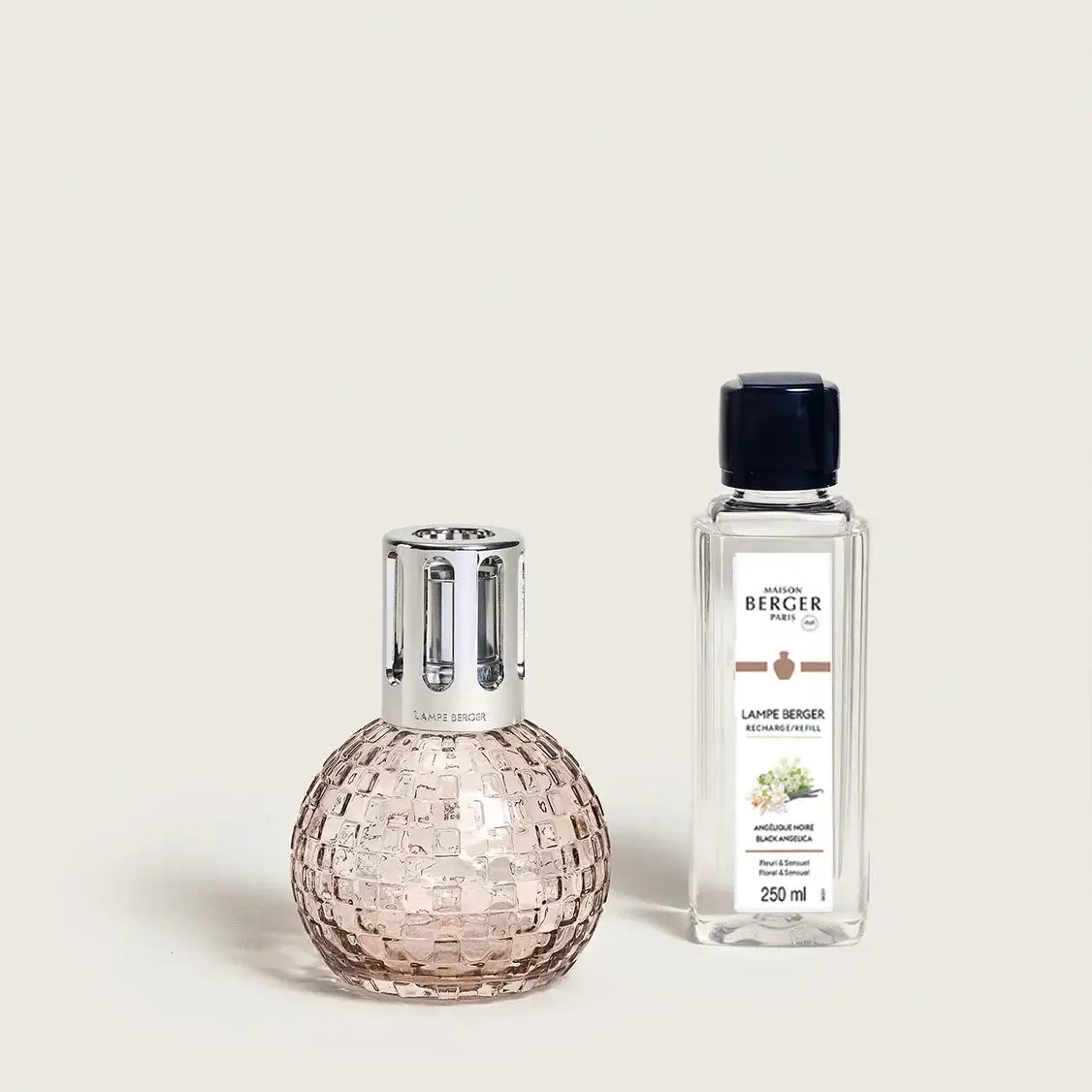 Maison Berger Paris Disco Fragrance Lamp Gift Set featuring a pink lamp and fragrance bottle.