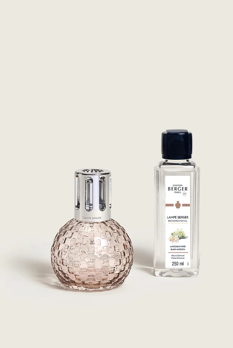 Maison Berger Paris Disco Fragrance Lamp Gift Set featuring a pink lamp and fragrance bottle.