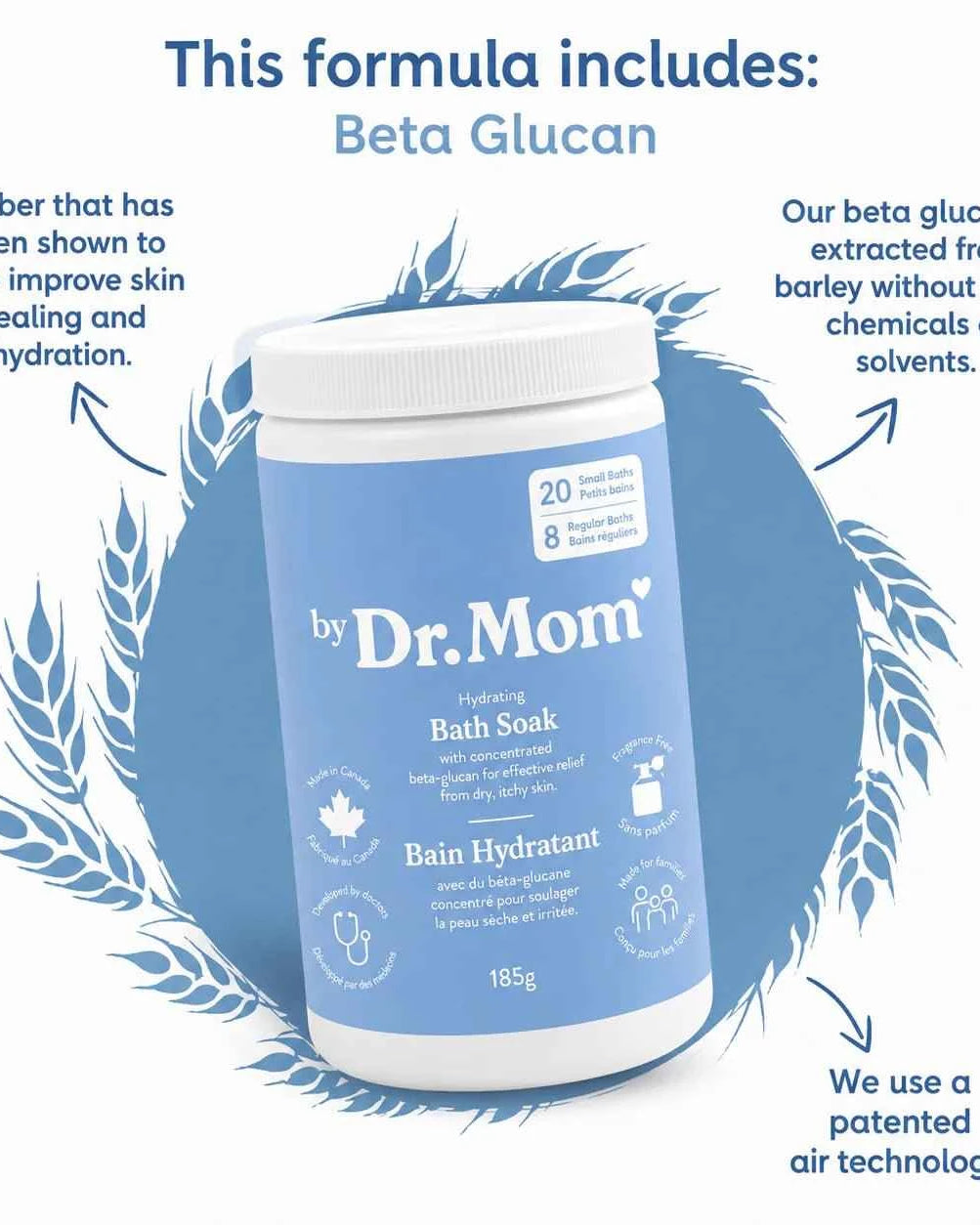 Dr Mom Soothing Beta-Glucan Bath Soak 185 g — Cloud Nine Pajamas Edmonton