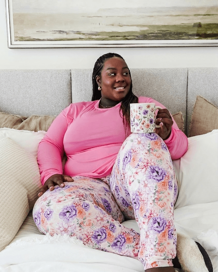 Dream In Blooms Long Sleeve Top & Jogger Bamboo Lounge Set - Georgia Rylan - Cloud Nine Pajamas
