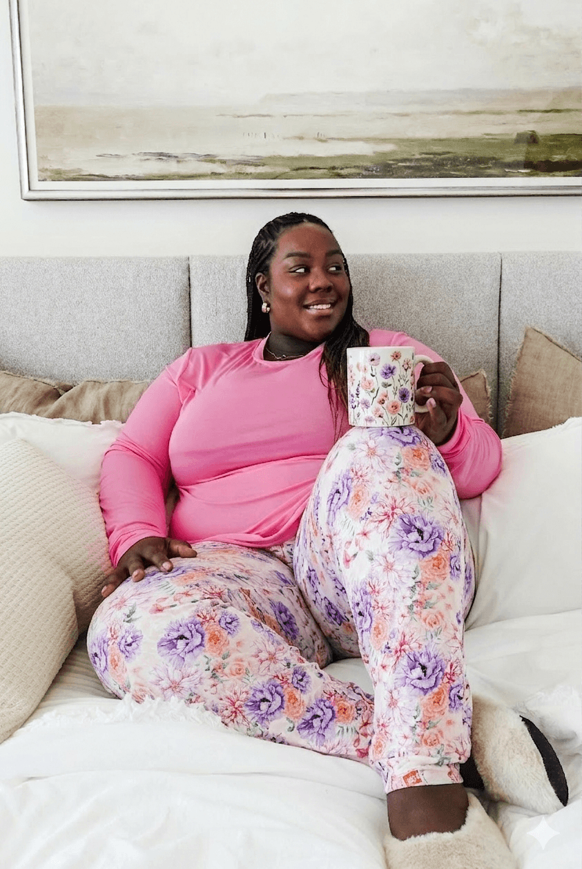 Dream In Blooms Long Sleeve Top & Jogger Bamboo Lounge Set - Georgia Rylan - Cloud Nine Pajamas