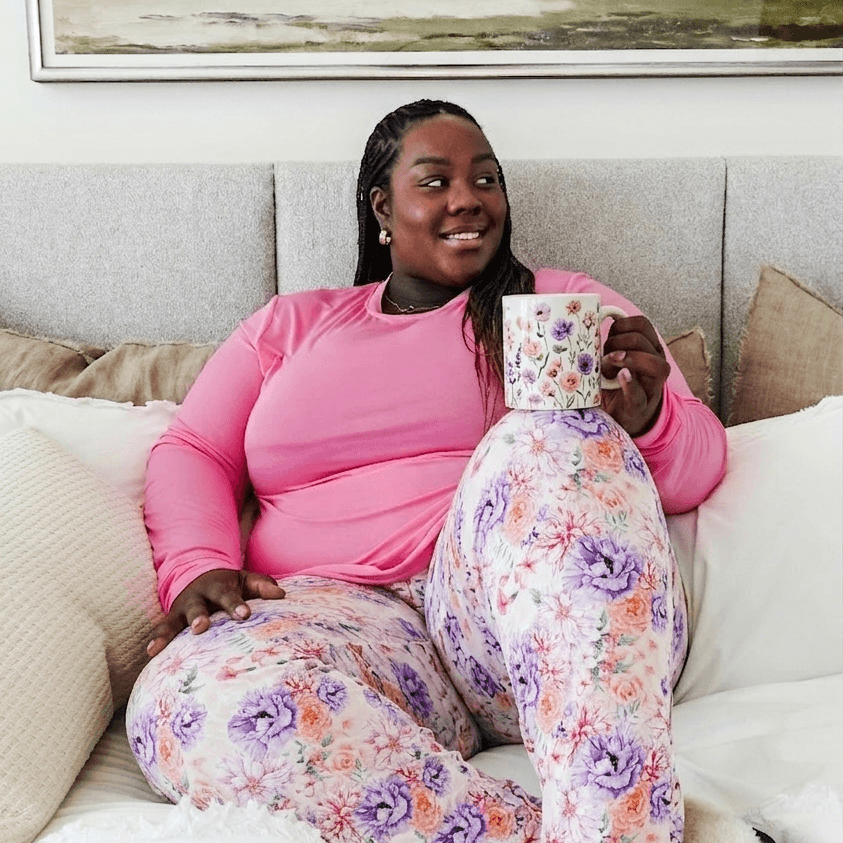 Dream In Blooms Long Sleeve Top & Jogger Bamboo Lounge Set - Georgia Rylan - Cloud Nine Pajamas