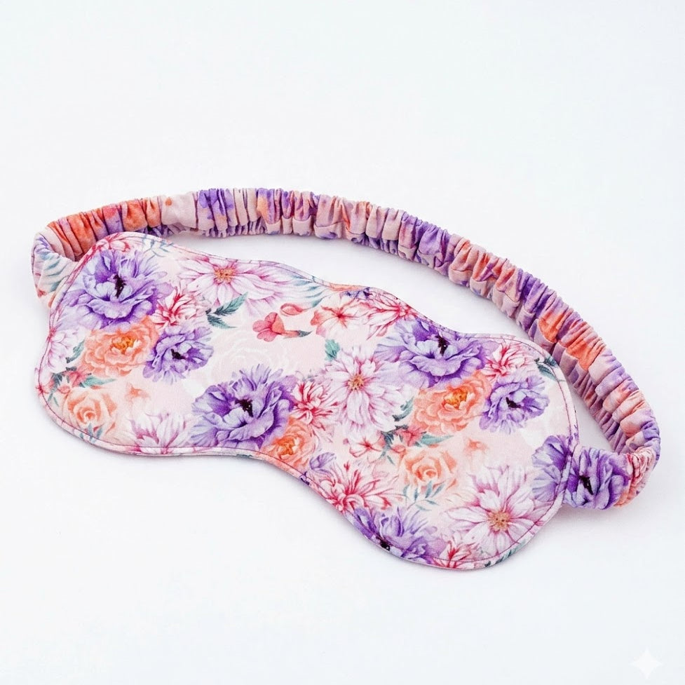Dream in Blooms Bamboo Eye Sleep Mask featuring a floral pattern for blissful slumber and restful nights.