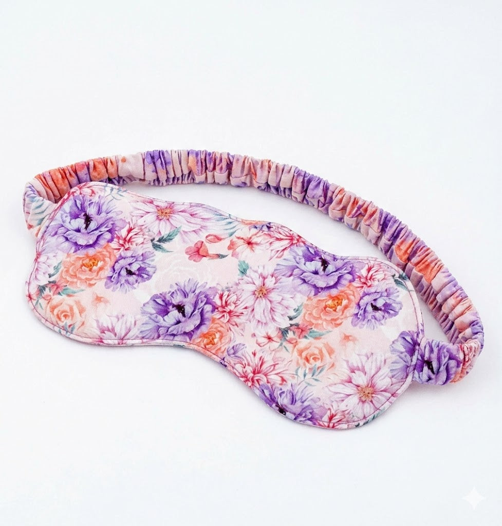 Dream in Blooms Bamboo Eye Sleep Mask featuring a floral pattern for blissful slumber and restful nights.
