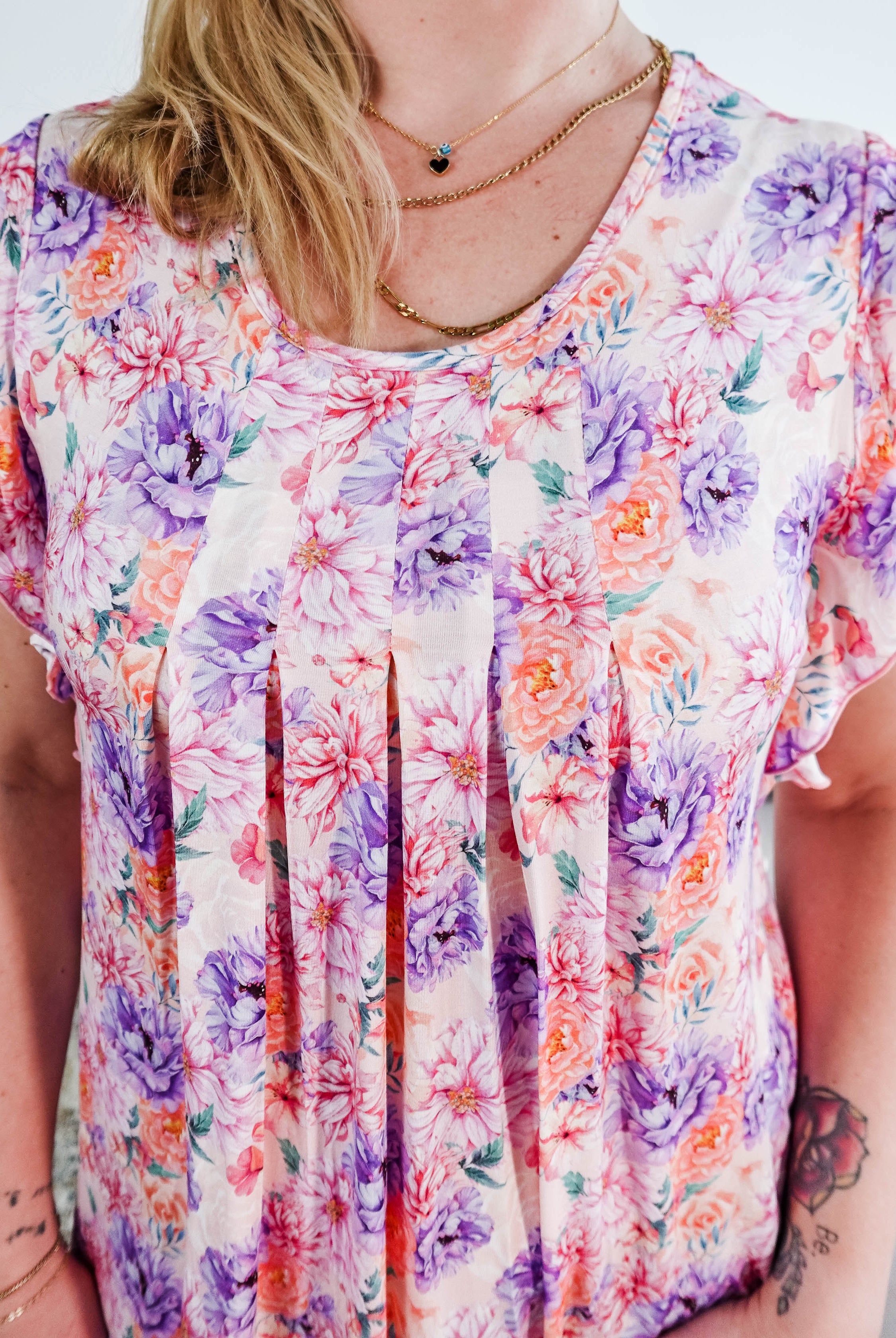 Dream In Blooms Flutter Bamboo Nightgown with colorful floral pattern, showcasing romantic and comfortable sleepwear.