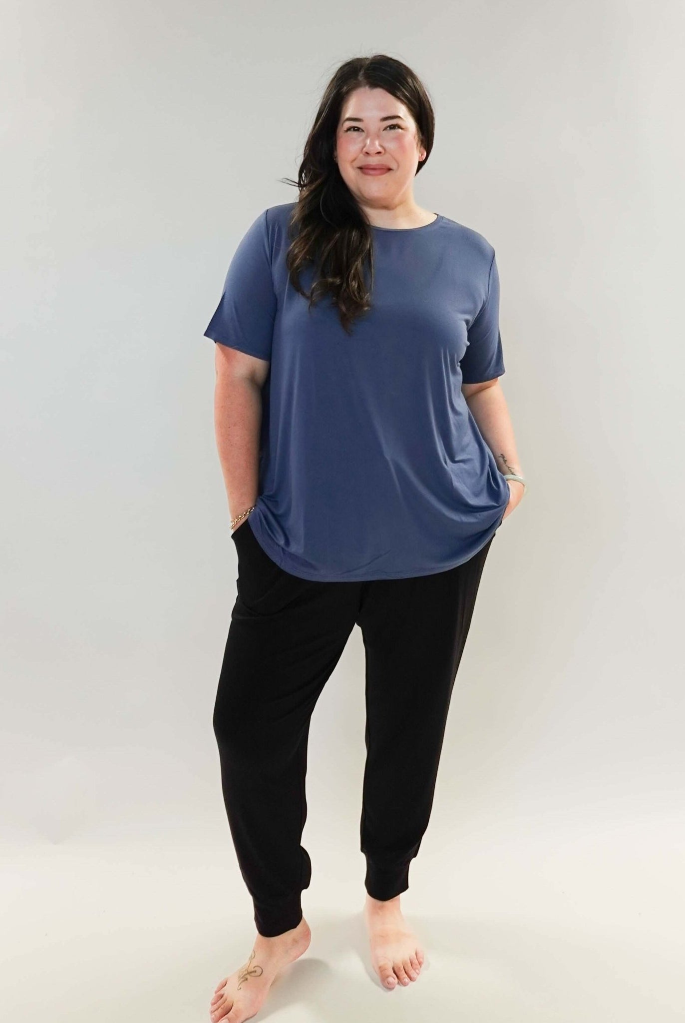Essential Basic Bamboo Short Sleeve Tee WOMEN'S denim blue essential bamboo tee GEORGIA RYLAN