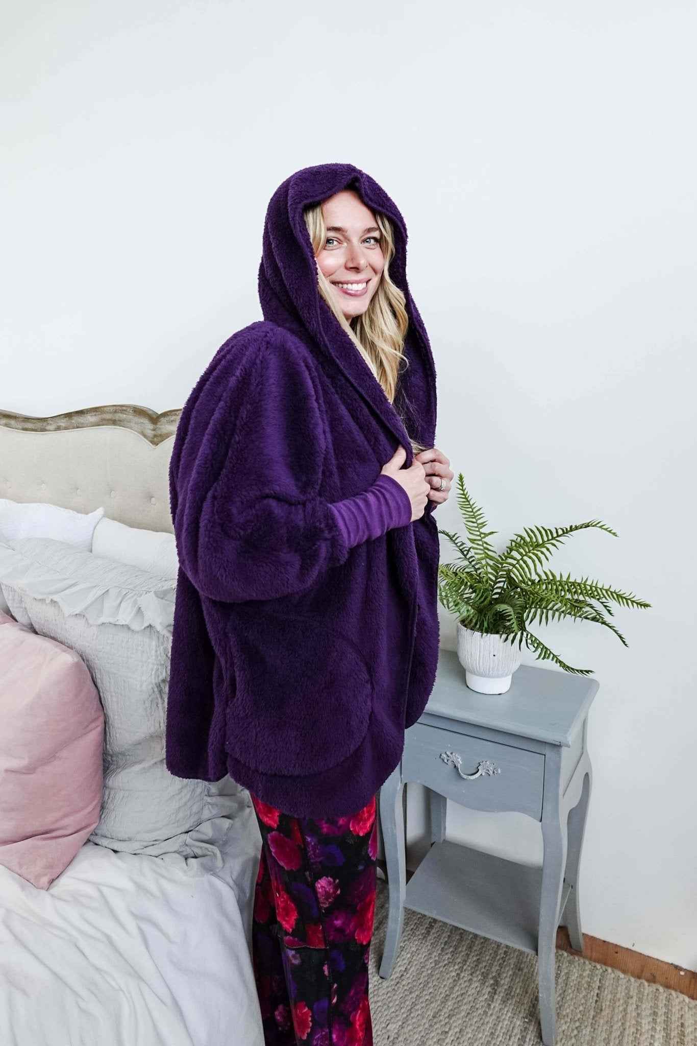 Lounge by Jan Marie Women's Fluffy Hooded Cozy Cardigan with Pockets