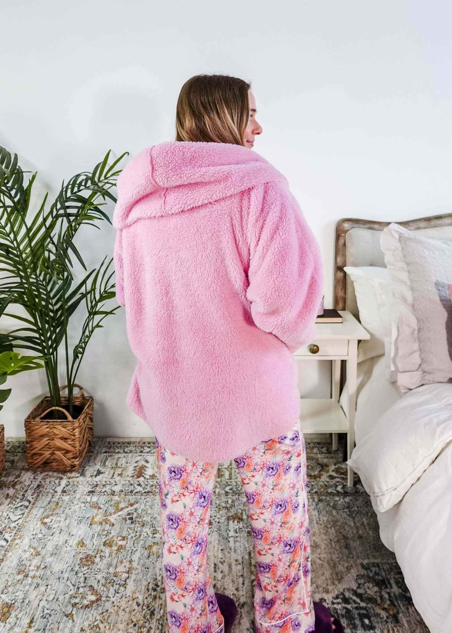 Lounge by Jan Marie Women's Fluffy Hooded Cozy Cardigan with Pockets