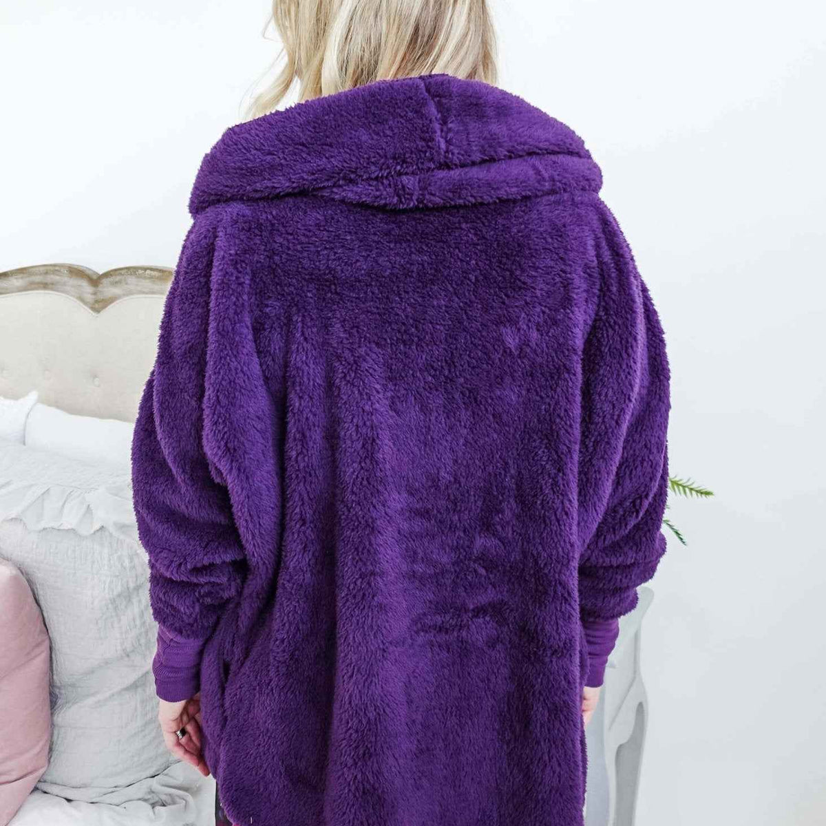 Lounge by Jan Marie Women's Fluffy Hooded Cozy Cardigan with Pockets