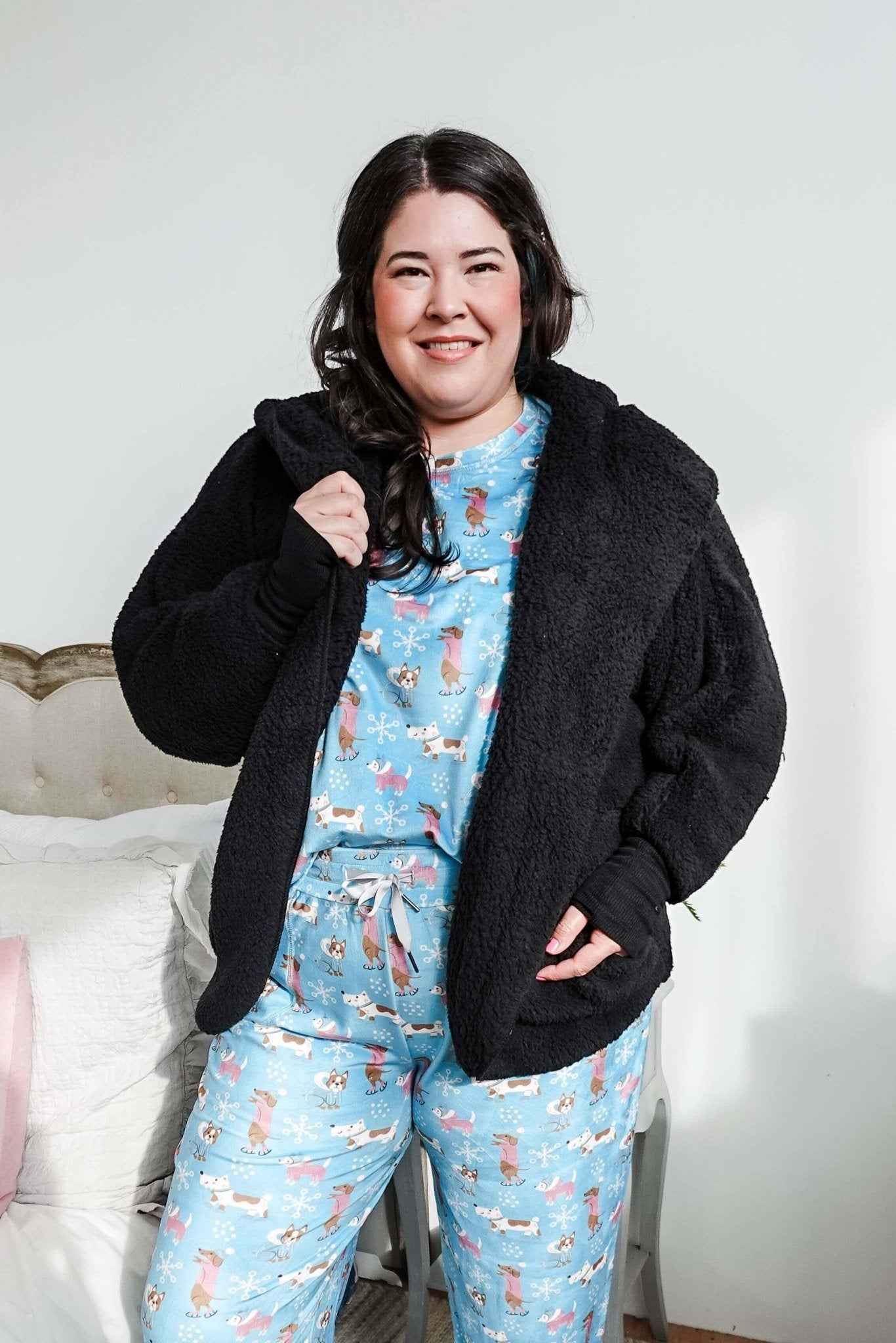 Lounge by Jan Marie Women's Fluffy Hooded Cozy Cardigan with Pockets