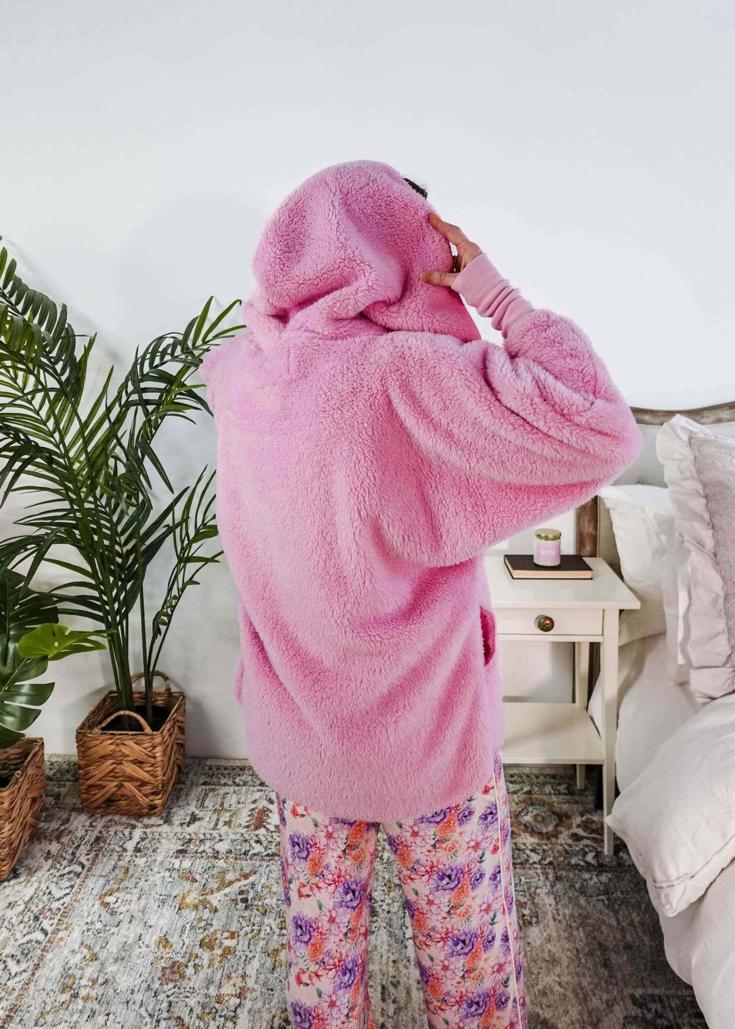 Lounge by Jan Marie Women's Fluffy Hooded Cozy Cardigan with Pockets