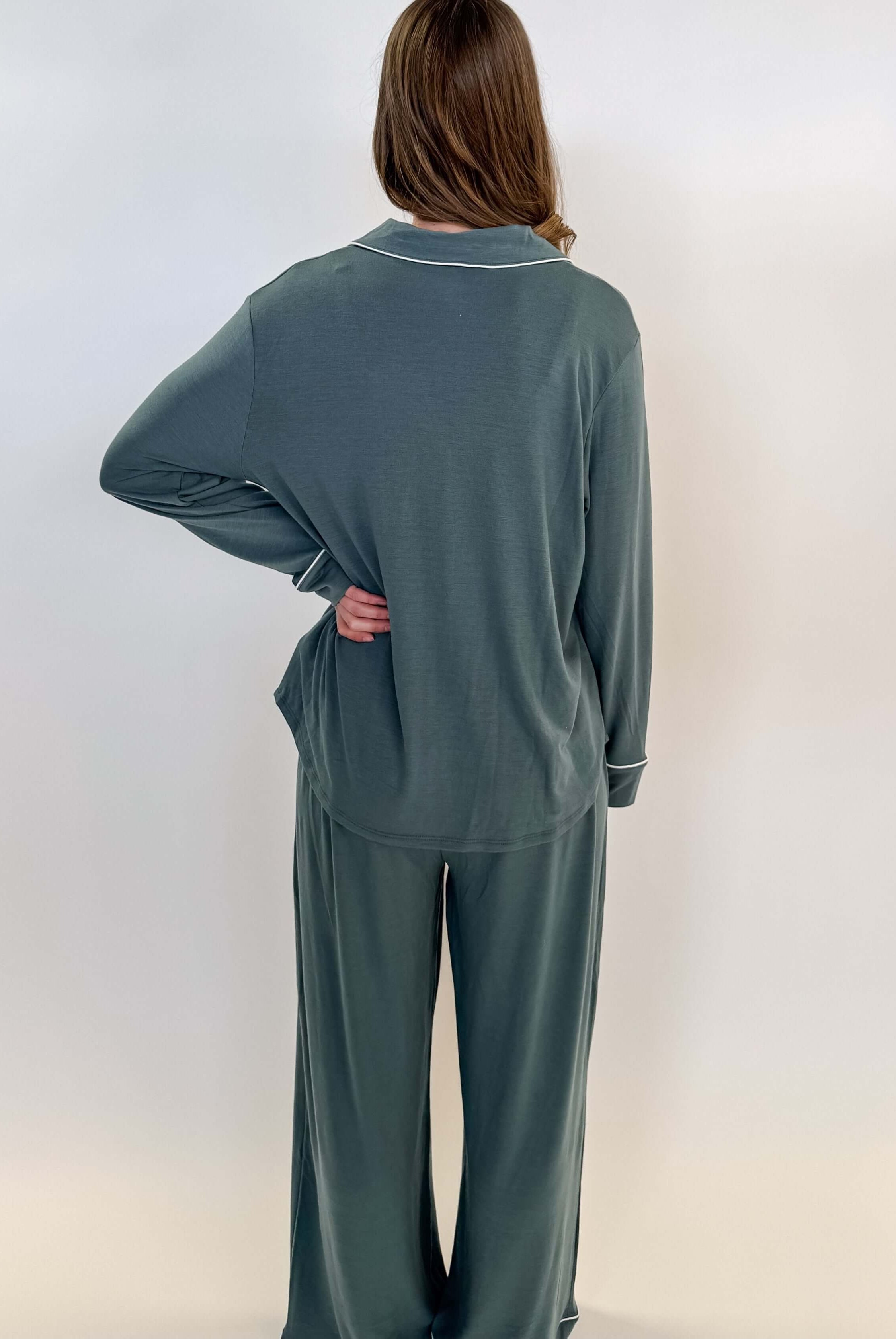 Essential Long Sleeve Button Up/Pant PJ Set