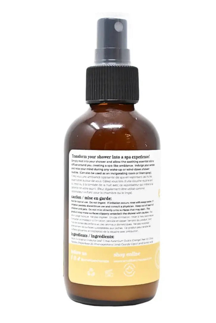 Eucalyptus Citrus Shower Mist bottle for an energizing, spa-like shower experience.