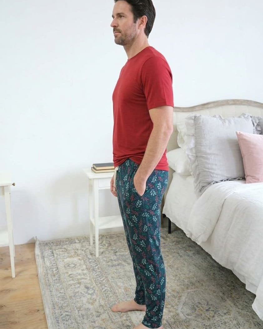 Bob's Sleepwear Co. Evergreen Dreams Bamboo Jogger Pant detail view — Cloud Nine Pajamas Edmonton