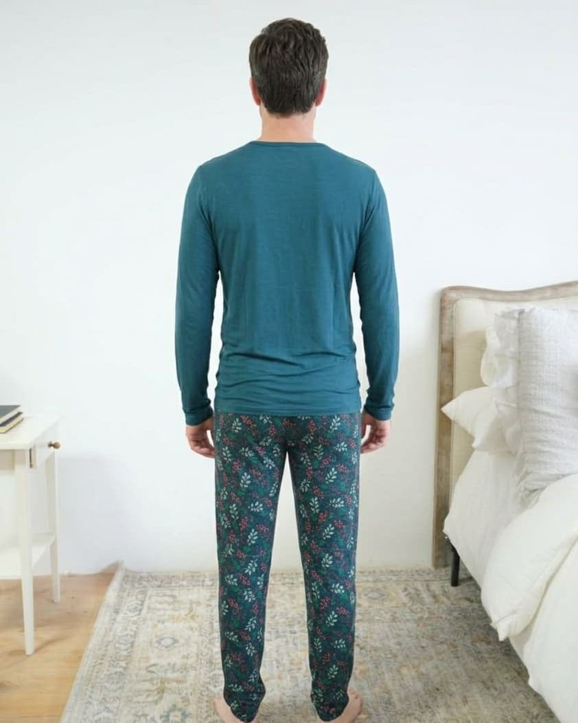 Bob's Sleepwear Co. Evergreen Dreams Bamboo Jogger Pant back view no back seam — Cloud Nine Pajamas Edmonton