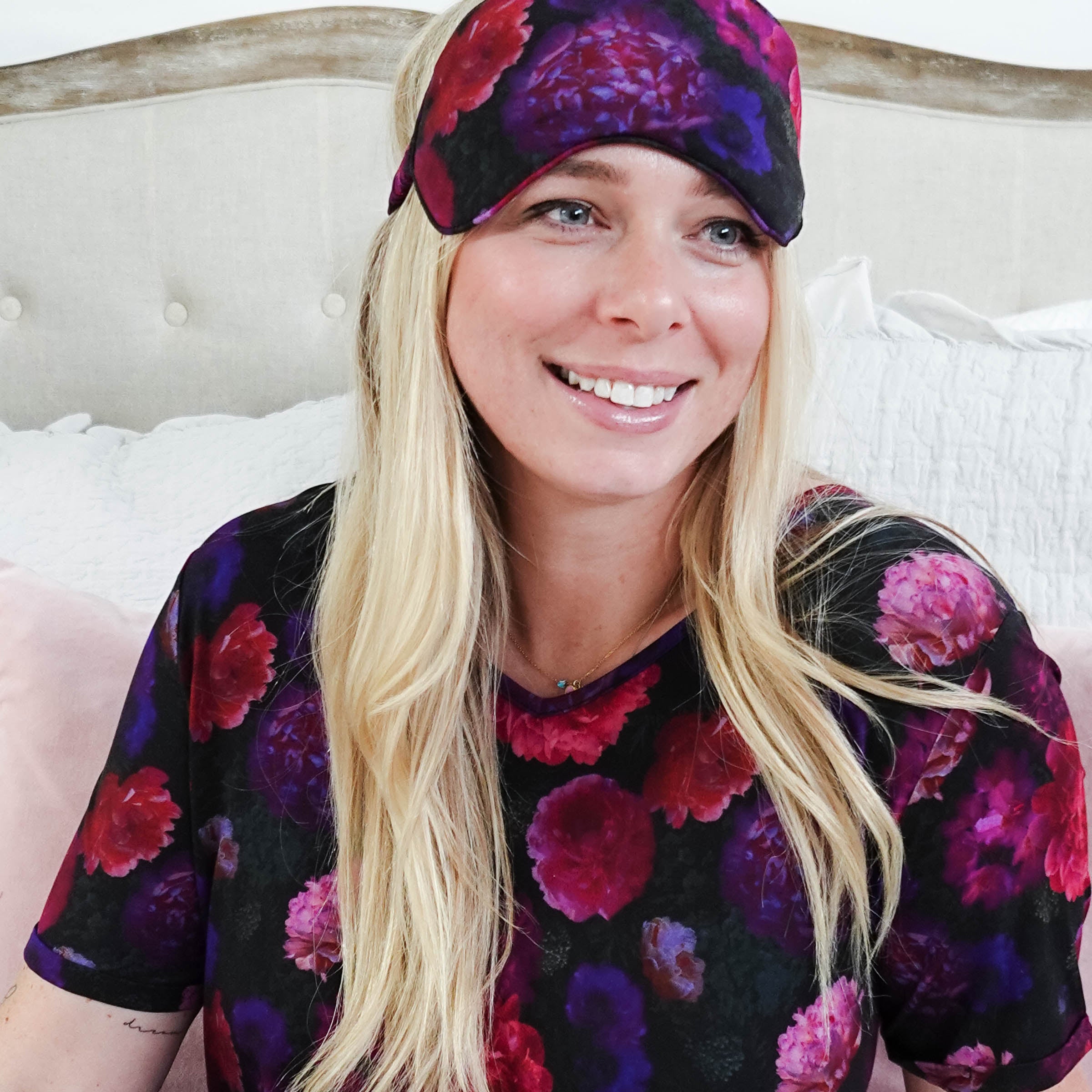 women's bamboo eye mask for sleep in floral print georgia rylan