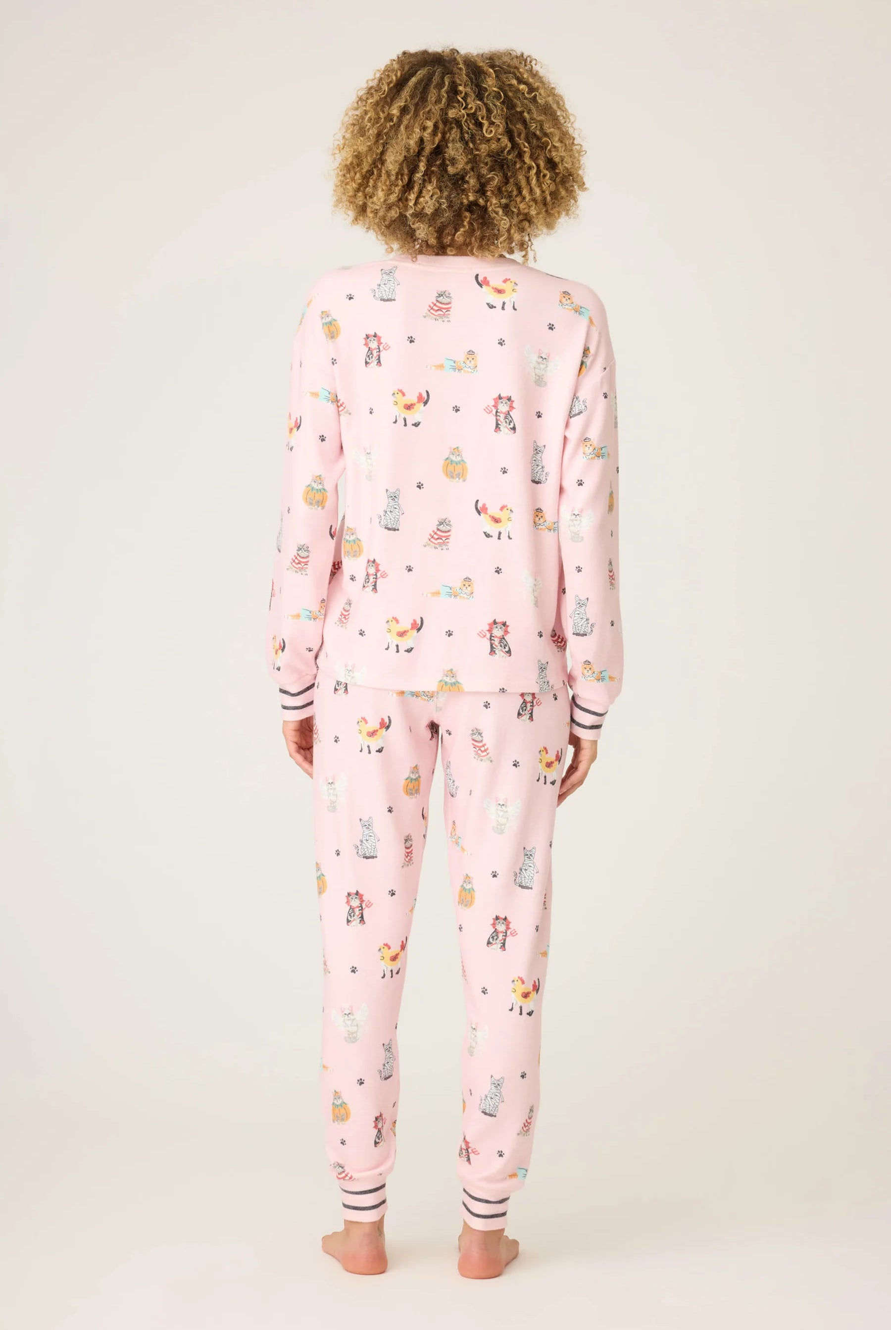 back view of Feline Spooky Halloween Cat Print Jogger PJ Set by PJ Salvage available in Canada